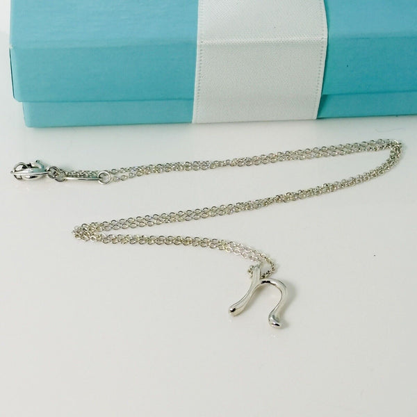 16" Tiffany Letter N Alphabet Initial Pendant 1.5m Chain Necklace Elsa Peretti - 4