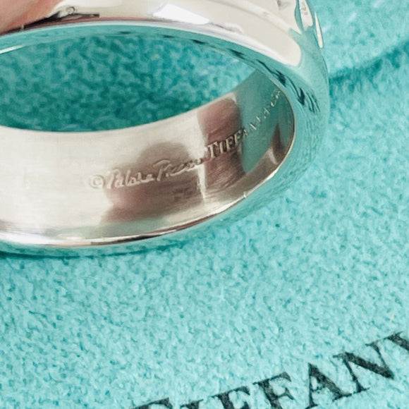 Size 9.5 RARE Tiffany Caliper Ring By Paloma Picasso in Silver Mens Unisex