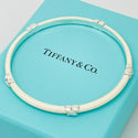 7.75" Tiffany Signature X Bangle Bracelet in White Ivory Cream Enamel 925 Silver - 1
