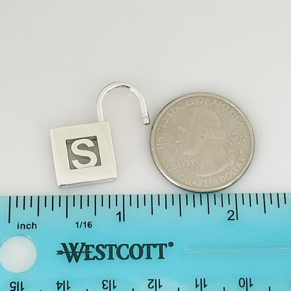 Tiffany & Co Sterling Silver Letter "S" Alphabet Initial Padlock Charm Pendant - 6