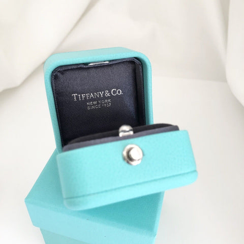 Tiffany & Co Blue Leather Empty Ring Box and Blue Gift Box - 0