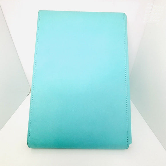 Tiffany Blue Leather Folding Necklace Presentation Blue Travel Storage Lux Pouch