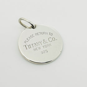 Return to Tiffany Round Tag Pendant or Charm in Sterling Silver