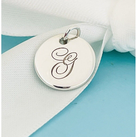 Tiffany &Co. Letter G Notes Alphabet Disc Charm Pendant in Sterling SIlver