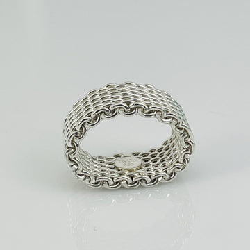 RARE Size 3.5 Tiffany & Co Somerset Mesh Weave Flexible Ring in 925 Silver