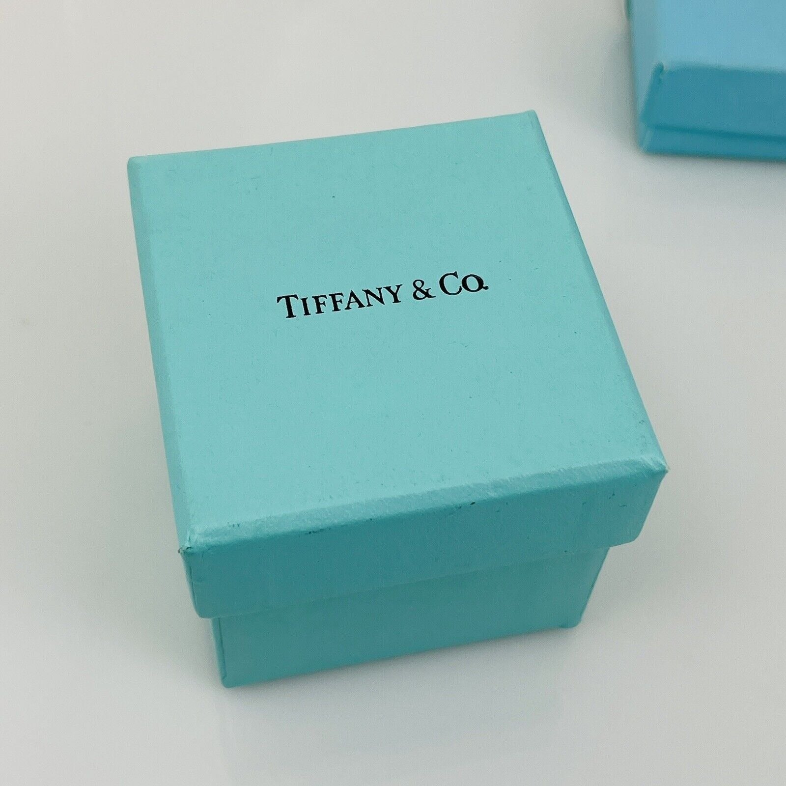 Vintage Tiffany Small Black and Royal Blue Suede Empty Ring Box With Blue Box