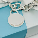 7.5" Tiffany Round Circle Tag Charm Bracelet Engravable Blank Disc Engraving-3