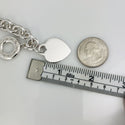 Large Tiffany & Co Sterling Silver Blank Heart Tag Toggle Charm Bracelet - 6