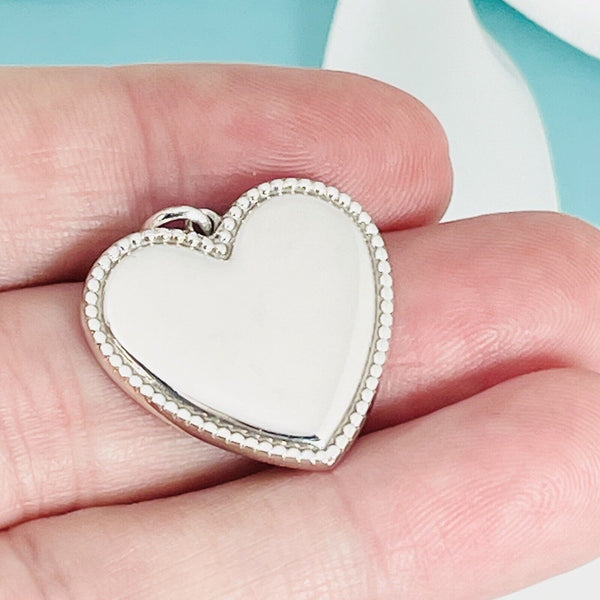 Tiffany & Co Heart Pendant Beaded Edge Milgrain Engravable Pendant or Charm - 1