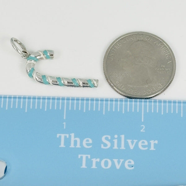 Tiffany & Co Candy Cane Christmas Charm in Blue Enamel and Silver - 5