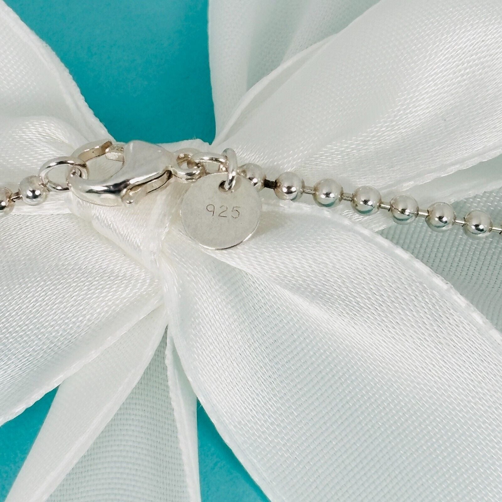 20" Tiffany & Co Bead Necklace Dog Chain with Lobster Clasp 2.3mm Beads Silver