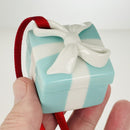Tiffany Blue Gift Box and Bow Christmas Holiday Ornament Bone China Porcelain-3