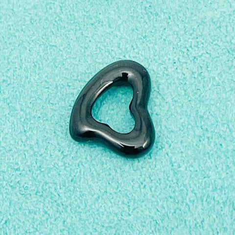 Tiffany Black Jade Open Heart Carved Stone  Pendant Charm by Elsa Peretti - 0