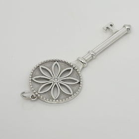 Tiffany T Daisy Flower Diamond Key Pendant in Sterling Silver Size Large 2.4" - 0