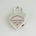 RARE Return to Tiffany Heart Padlock Charm Pendant in Red Enamel and Silver - 1