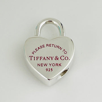 RARE Return to Tiffany Heart Padlock Charm Pendant in Red Enamel and Silver