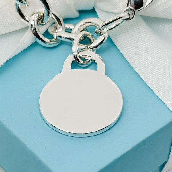 7.5" Tiffany Round Circle Tag Charm Bracelet Engravable Blank Disc Engraving - 4