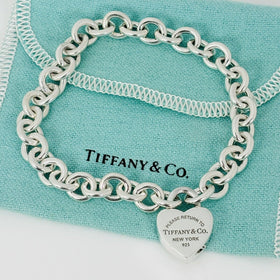 Please Return to Tiffany & Co Heart Tag Padlock Bracelet in Silver