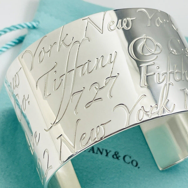 6.5" Tiffany & Co 727 Fifth Ave New York Notes Cuff in Sterling Silver - 2