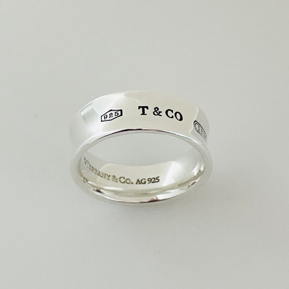 Size 8 Tiffany 1837 Ring in Sterling Silver Wide Concave