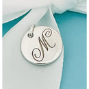Tiffany Silver Letter M Alphabet Initial Round Circle Notes Charm Pendant-1