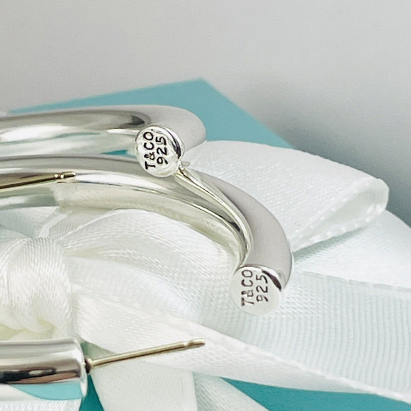 Tiffany Large 1.6" Doughnut Bezet Hoop Earrings in Sterling Silver