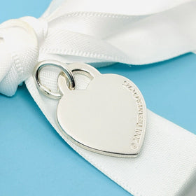 Tiffany & Co Sterling Silver Engravable Blank Heart Tag Charm or Pendant GENUINE - 0