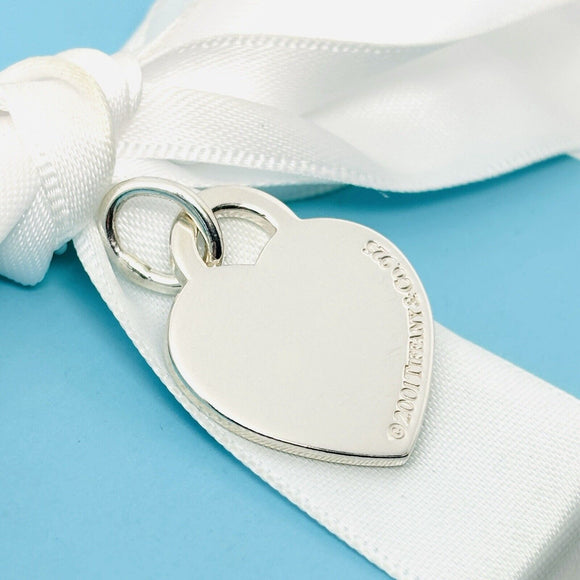 Tiffany & Co Sterling Silver Engravable Blank Heart Tag Charm or Pendant GENUINE