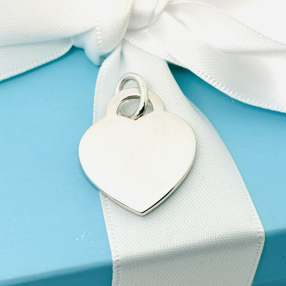 Tiffany & Co Sterling Silver Engravable Blank Heart Tag Charm or Pendant GENUINE