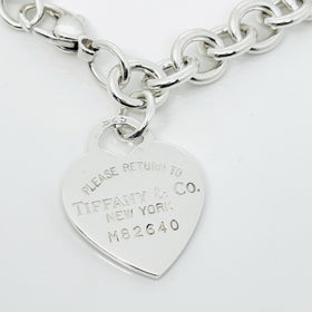 8" Medium-Large Please Return to Tiffany New York Heart Tag Charm Bracelet - 0