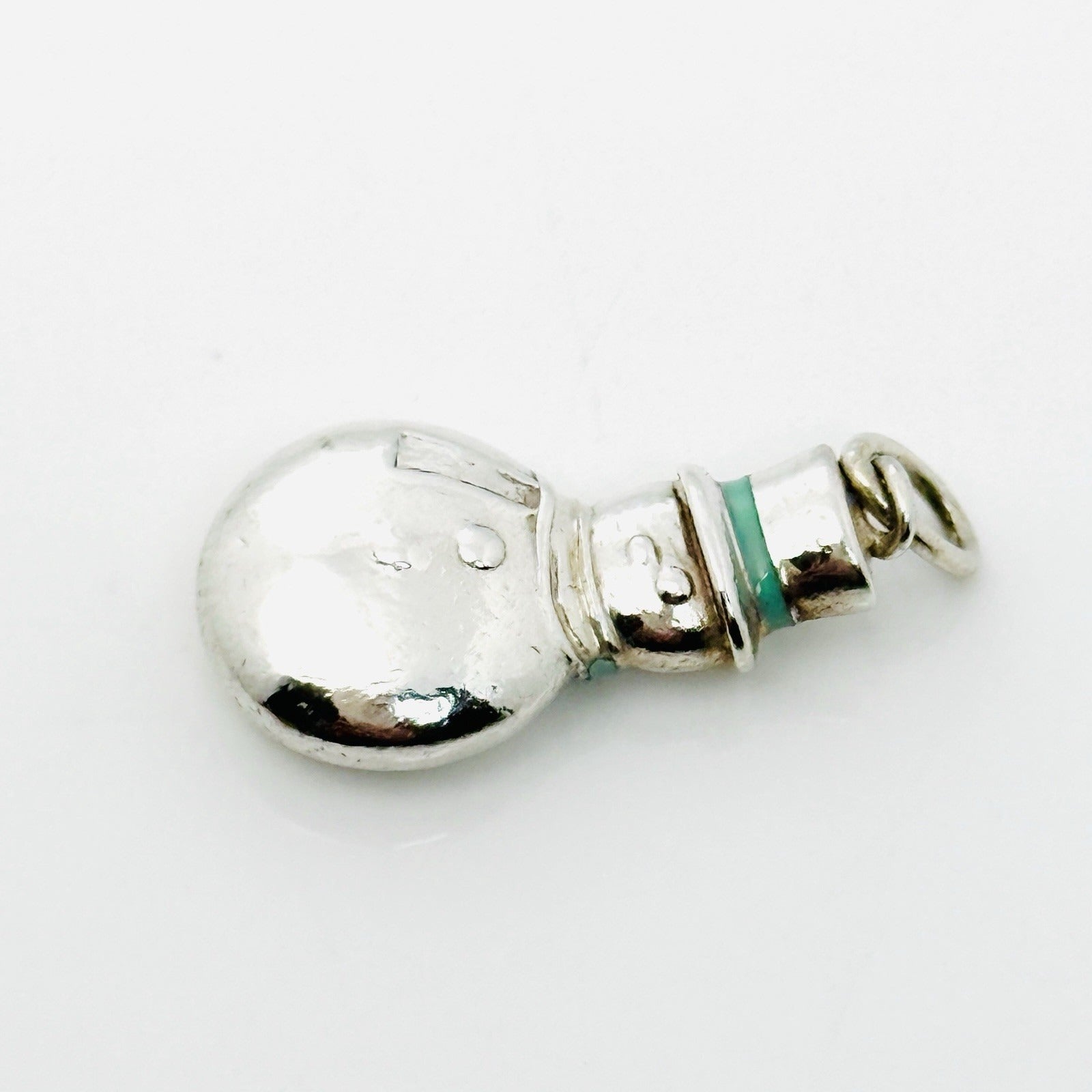 Tiffany & Co Christmas Snowman Charm or Pendant in Blue Enamel and Silver - 0