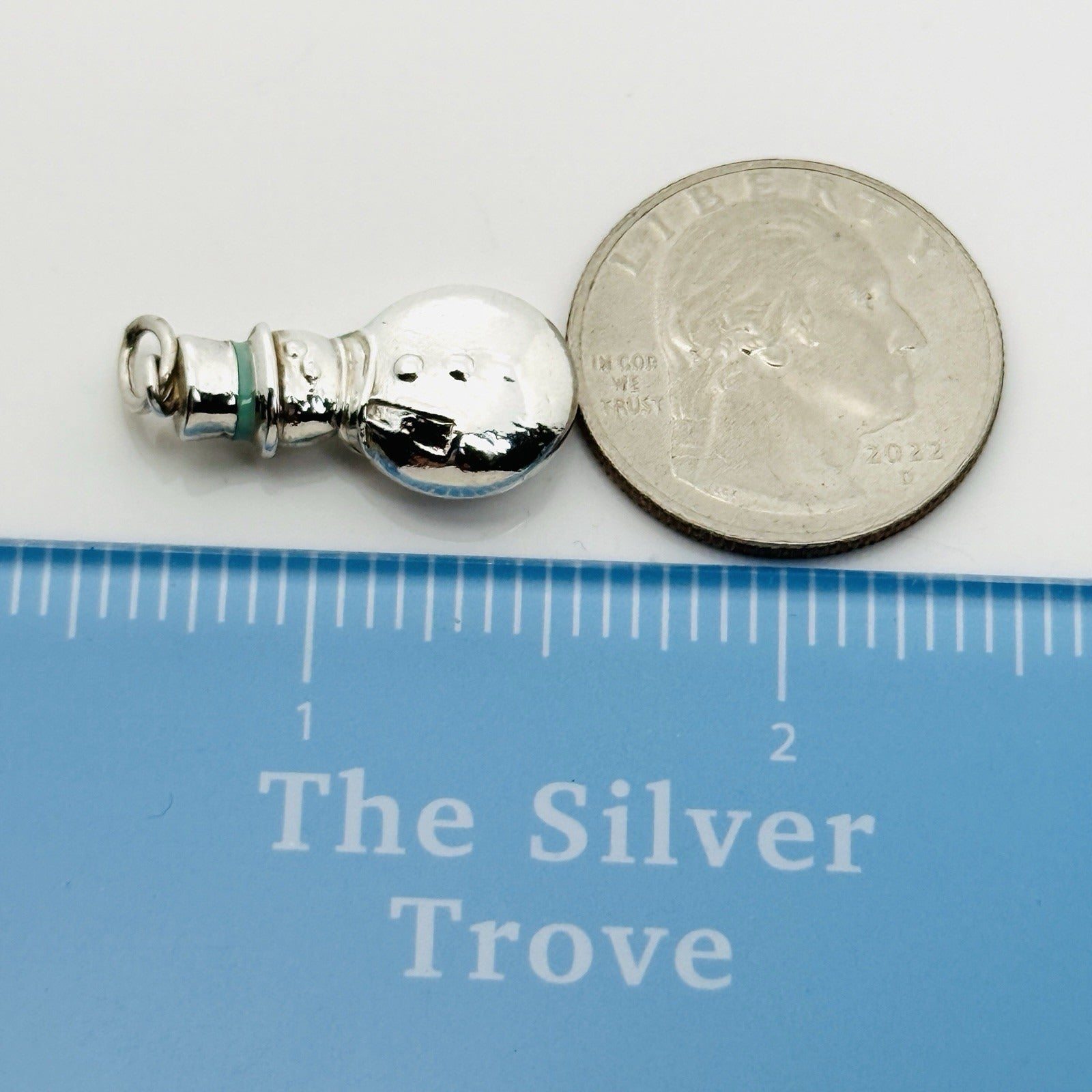 Tiffany & Co Christmas Snowman Charm or Pendant in Blue Enamel and Silver