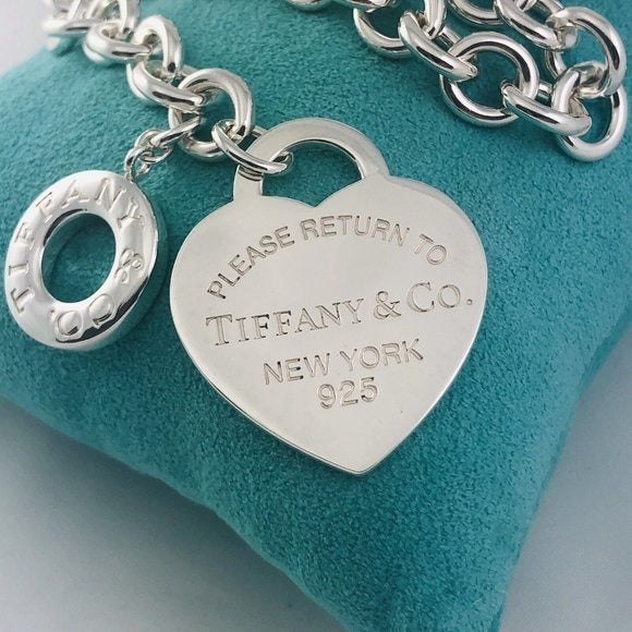 18" Return to Tiffany & Co Extra Large Jumbo Heart Tag Toggle Necklace