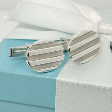 Tiffany & Co Oval Groove Cufflinks in Sterling Silver