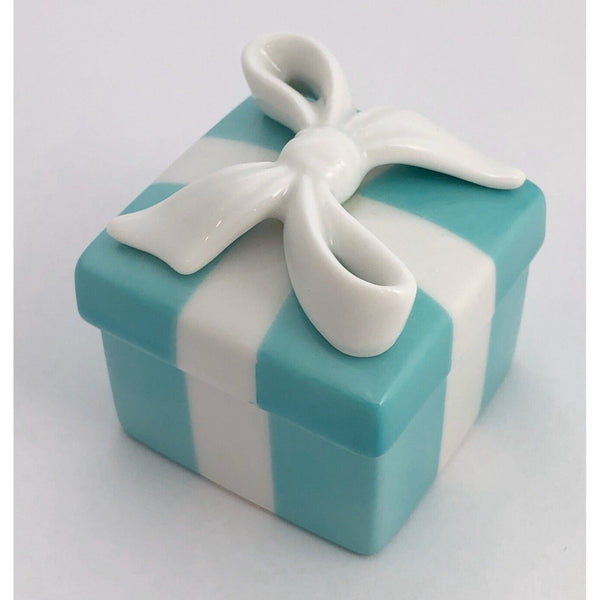 Tiffany Porcelain Blue Trinket Gift Jewelry Box Bone China Mini Small Miniature - 4