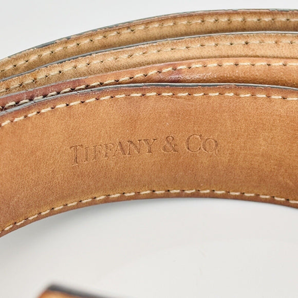 Tiffany Brown Leather Calfskin Mens Belt Size 46