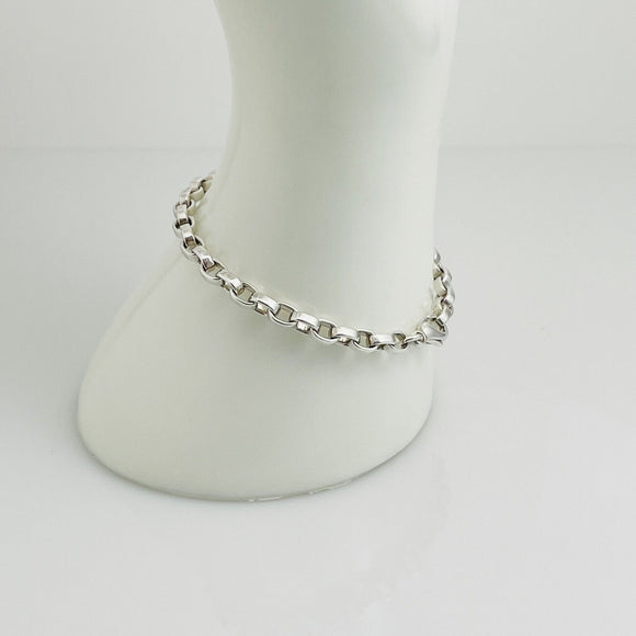 7" Tiffany & Co Sterling Silver Large Oval Rolo Round Link Chain Bracelet