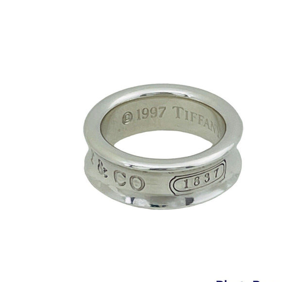 Size 5 Tiffany & Co 1837 Ring Concave Unisex in Sterling Silver AUTHENTIC