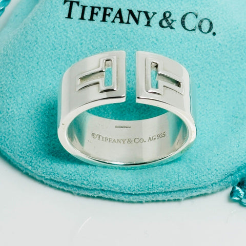 Size 11 Men's Unisex Tiffany T Cutout Stencil Ring Band in Sterling Silver - 0