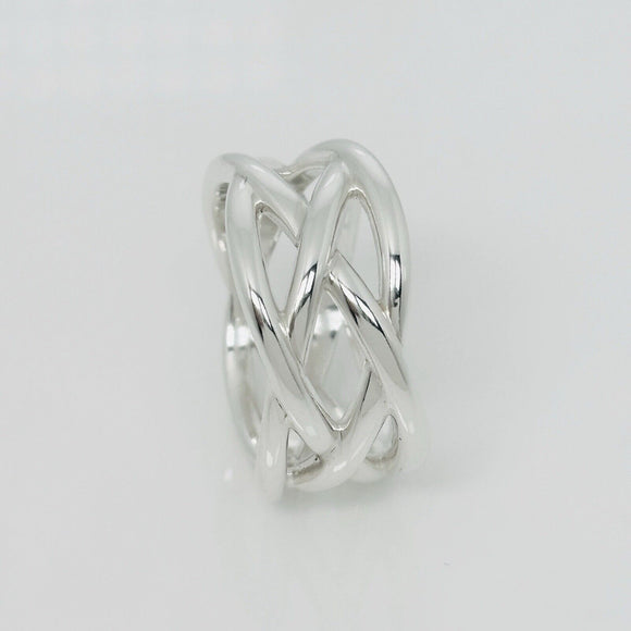 Size 11.5 Tiffany & Co Braided Celtic Knot Weave Ring in Silver Mens Unisex