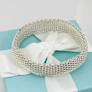 7.5" Tiffany & Co Somerset Flexible Mesh Weave Bangle Bracelet Sterling Silver-1
