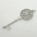 Tiffany T Daisy Flower Diamond Key Pendant in Sterling Silver Size Large 2.4"-1
