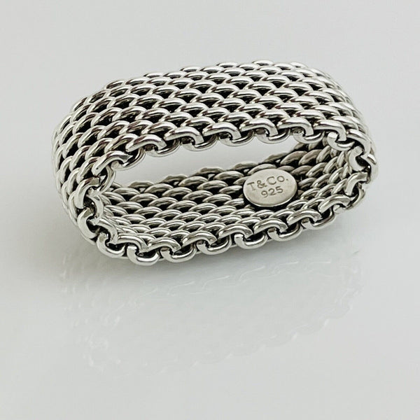 Size 6 Tiffany & Co Somerset Mesh Basket Weave Ring in 925 Sterling Silver - 1