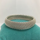 7" SMALL Tiffany & Co Sterling Silver Somerset Mesh Weave Bangle Bracelet-5