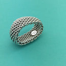 Size 8 Tiffany & Co Mens Unisex Silver Somerset Mesh Weave Flexible Dome Ring-5