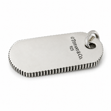 Tiffany & Co Mens Coin Edge ID Dog Tag Pendant in Sterling Silver - 0