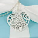 30" Tiffany Large Enchant Heart Filigree Pendant Necklace in Silver - 3