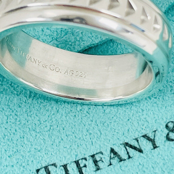 Size 9.5 RARE Tiffany Caliper Ring By Paloma Picasso in Silver Mens Unisex