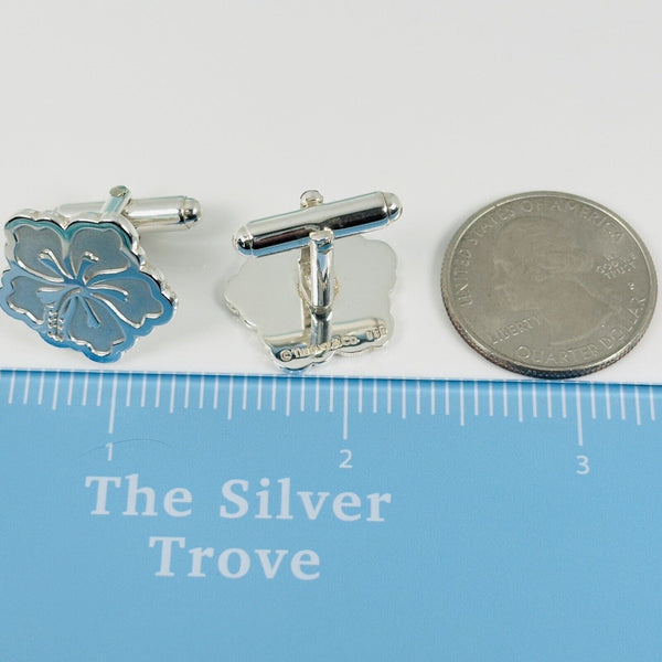 RARE Tiffany & Co Hibiscus Flower Cufflinks in Sterling Silver - 6