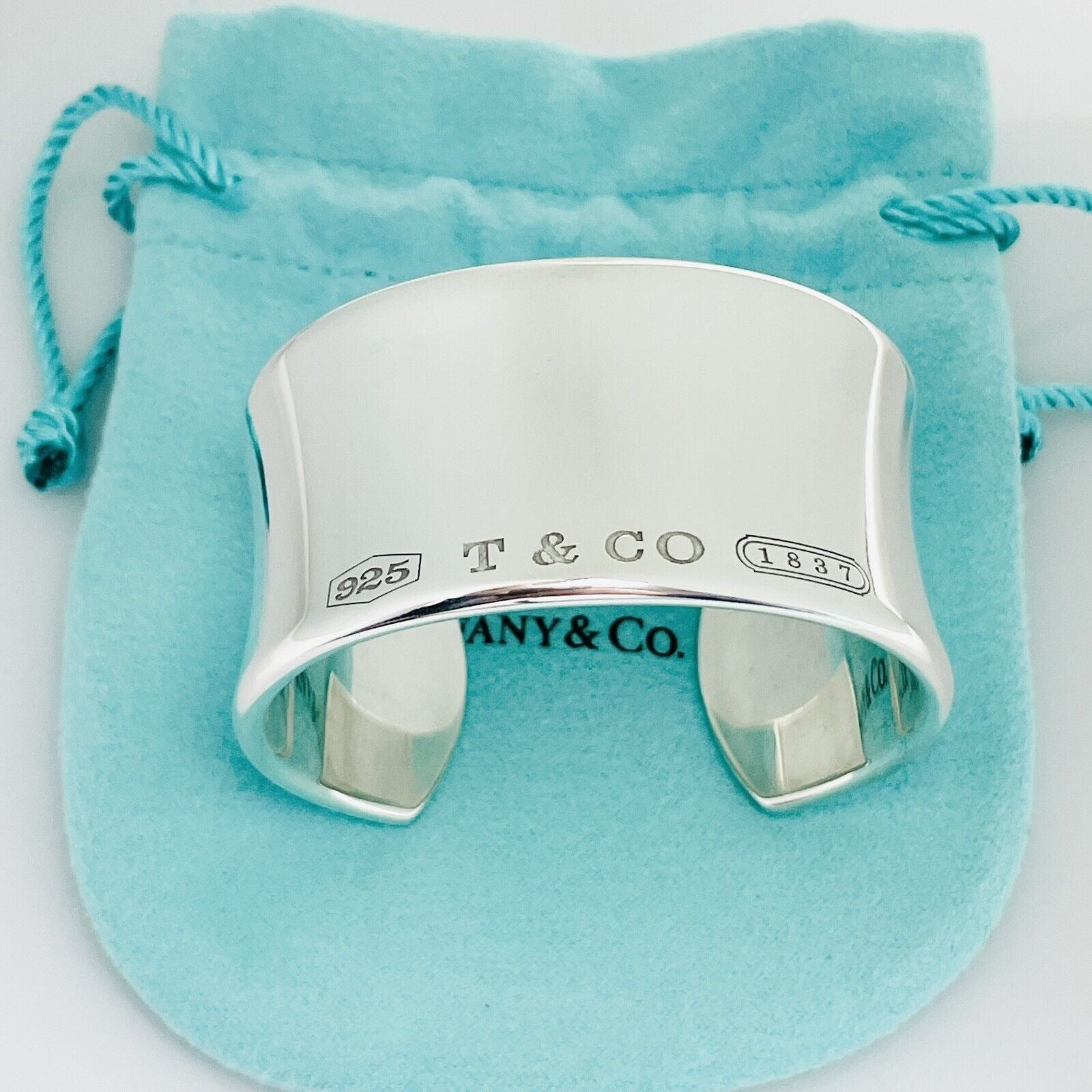 Size Small 6.25" Tiffany & Co 1837 Extra Wide Cuff Bracelet in Silver - 0